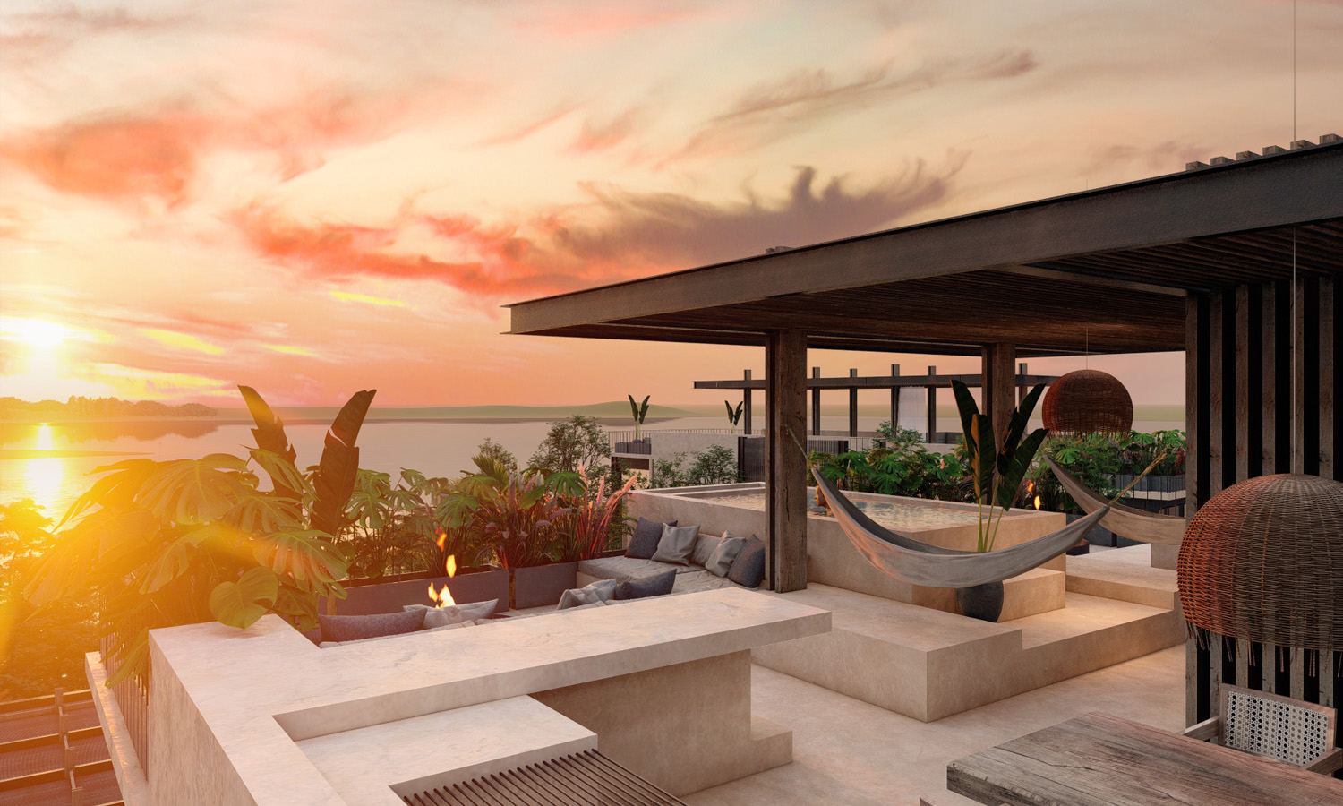 Luxury condos and apartments in Belize. Enjoy a scenic rooftop at the Elements Belize.