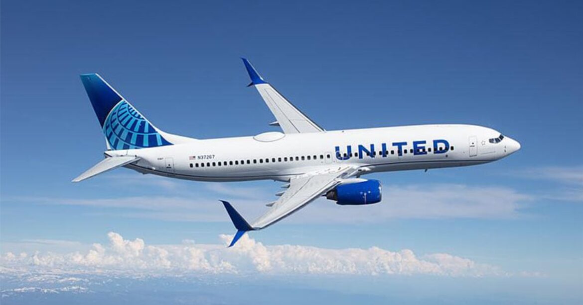 A United Airways Jet in Blue skies in flight