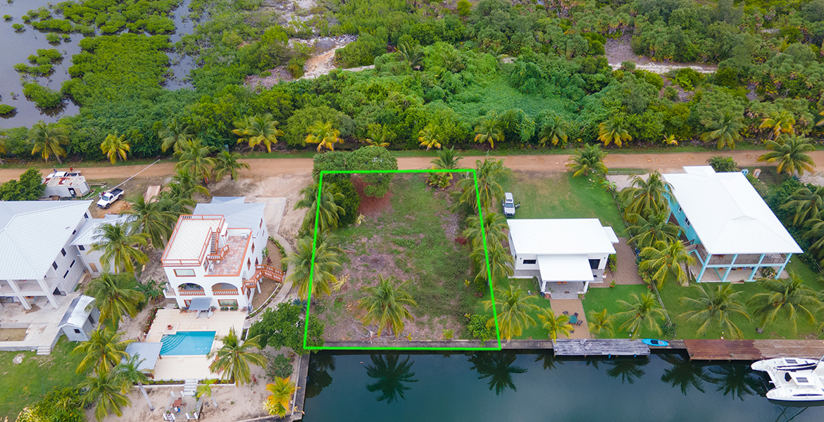 Aerial view of waterfront lot in Wild Orchid